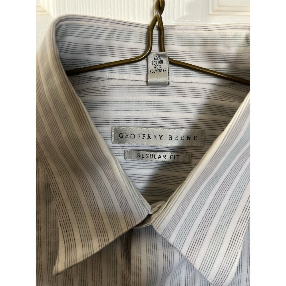 Geoffrey‎ Beene Dress Shirt Men's K 16.l 34/35 Stripe Long Sleeve Button Down